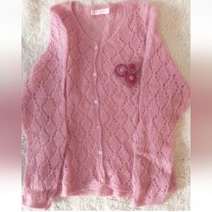 Pink Mother Garden soft knit sweater L